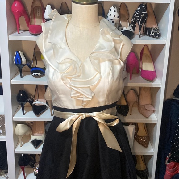 Black and Cream Ruffle Black House White Market Dress - NEW - Picture 2 of 13